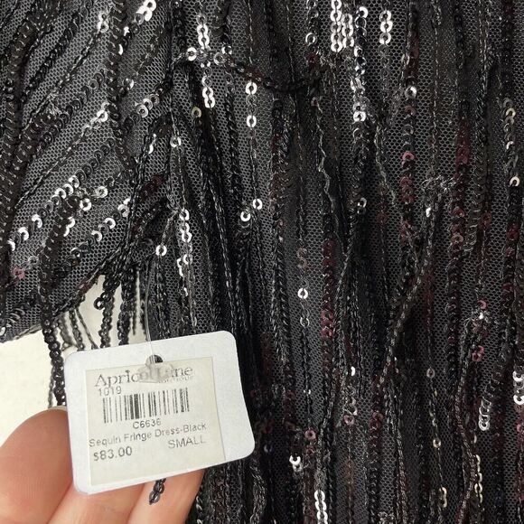LUSH Cocktail Dress Womens Small Black Sequin Fringe NEW Short Sleeve Mini - Picture 9 of 10